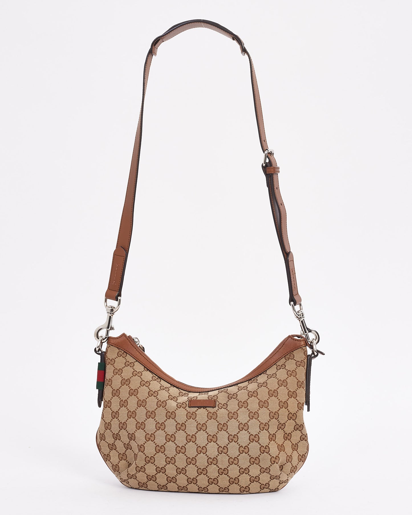 Gucci Tan Canvas GG Monogram Half Moon Crossbody Bag