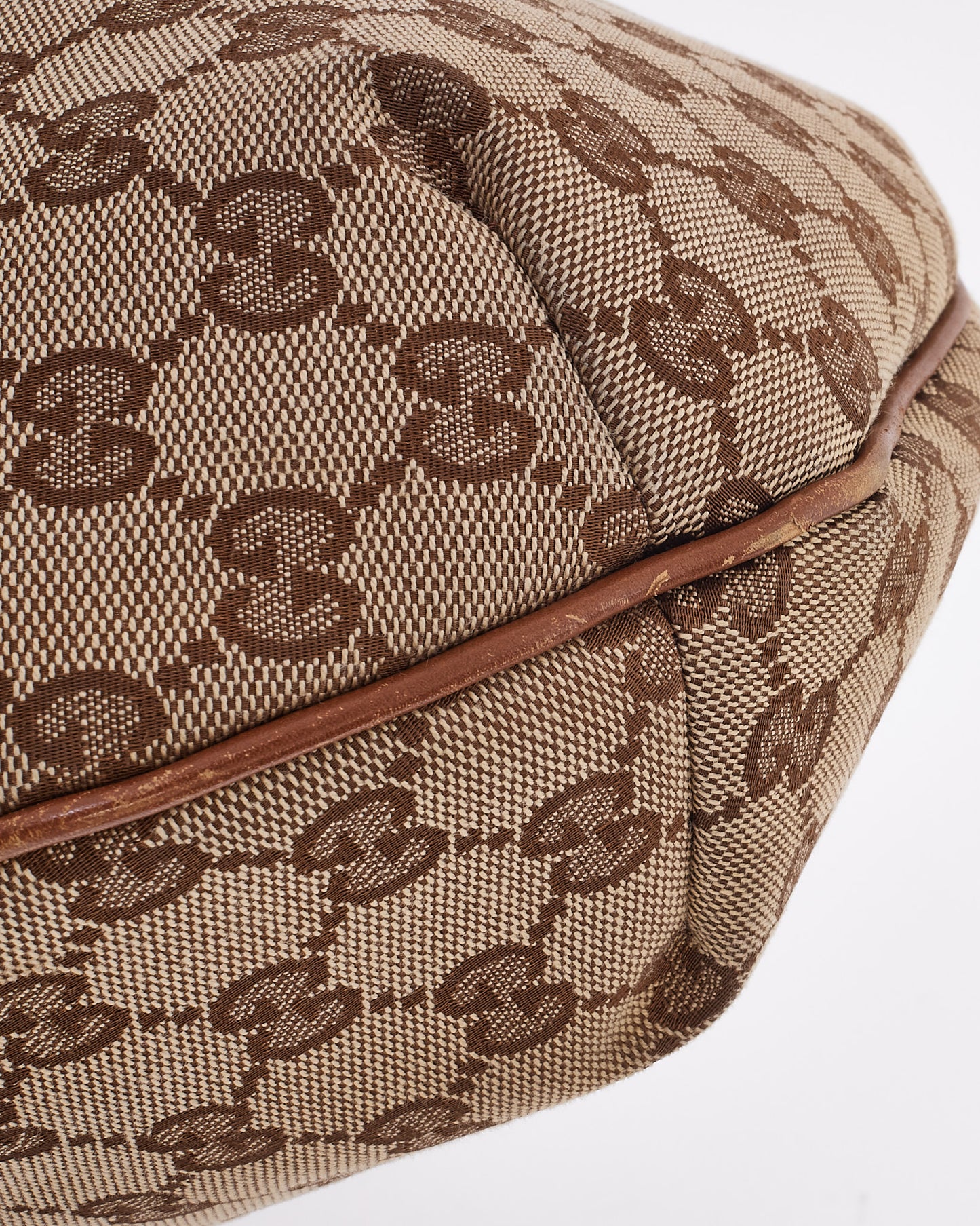 Gucci Tan Canvas GG Monogram Half Moon Crossbody Bag