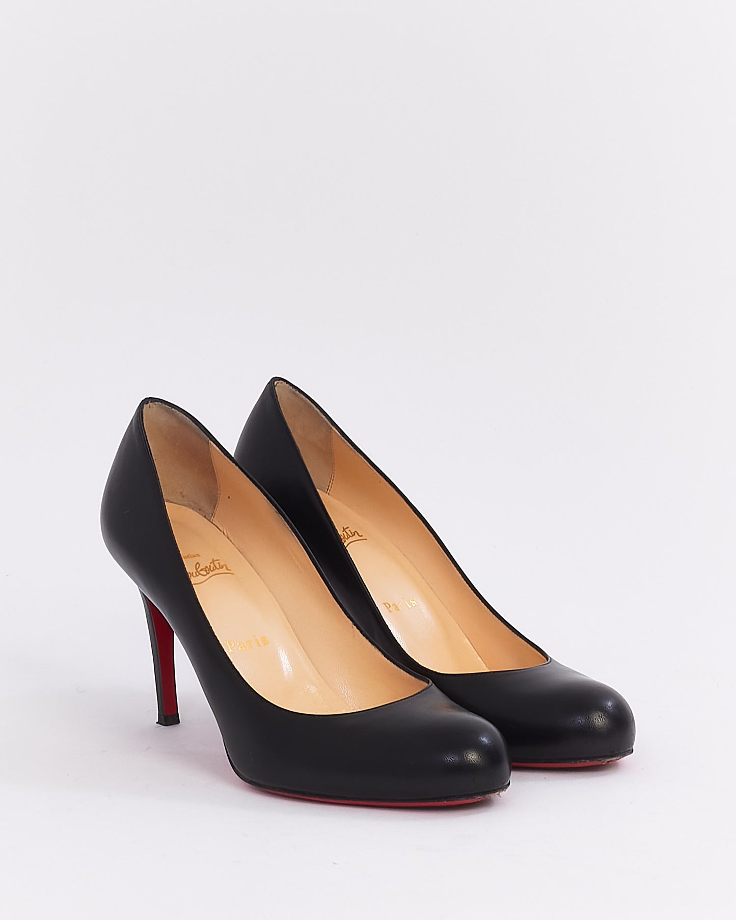 Christian Louboutin Black Leather Round Toe Simple Pump 39.5