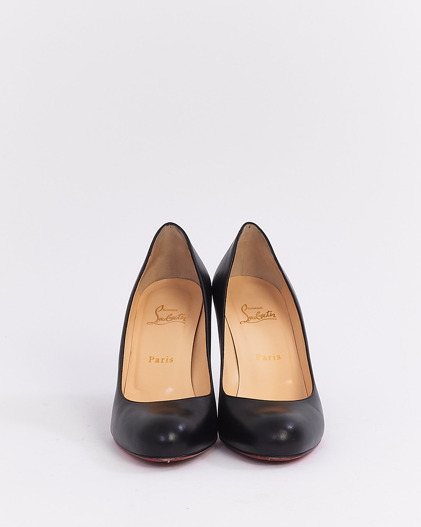 Christian Louboutin Black Leather Round Toe Simple Pump 39.5