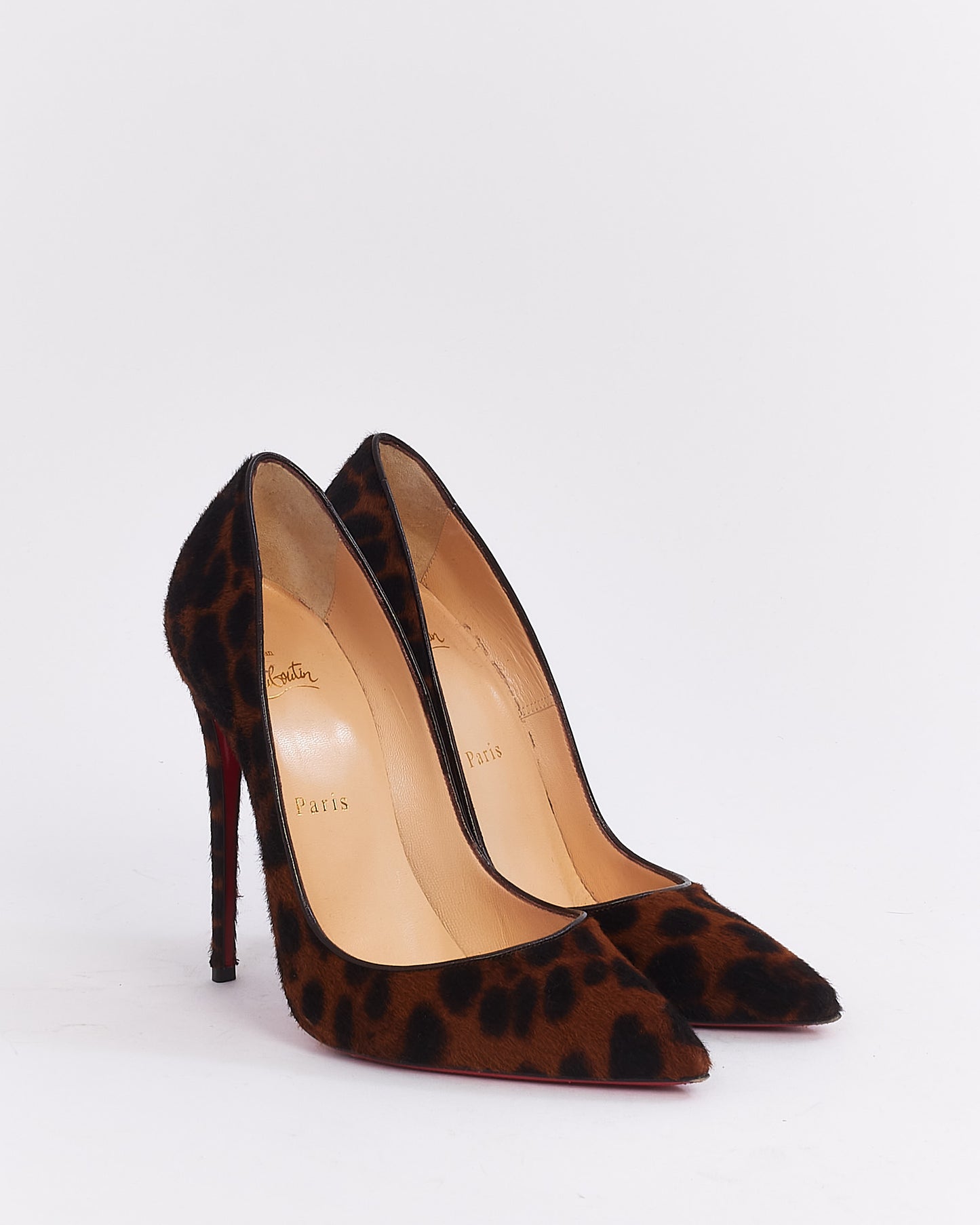 Christian Louboutin Cheetah Print Pony Hair 120mm So Kate Heels - 38