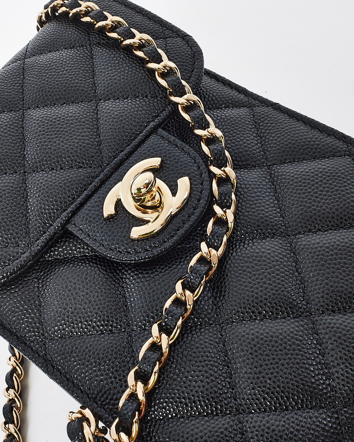 Chanel Black Caviar Quilted Classic Crossbody Phone Case