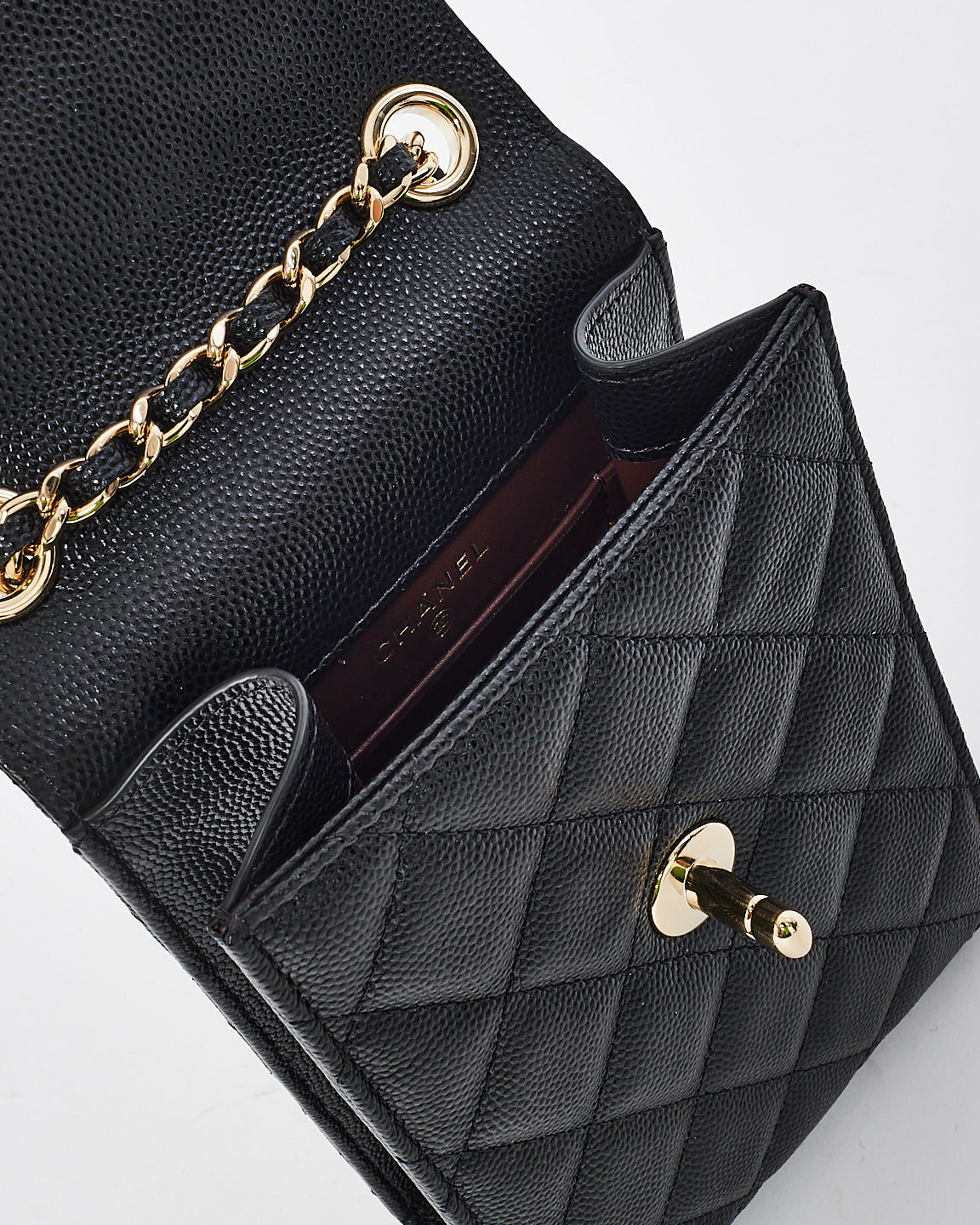 Chanel Black Caviar Quilted Classic Crossbody Phone Case