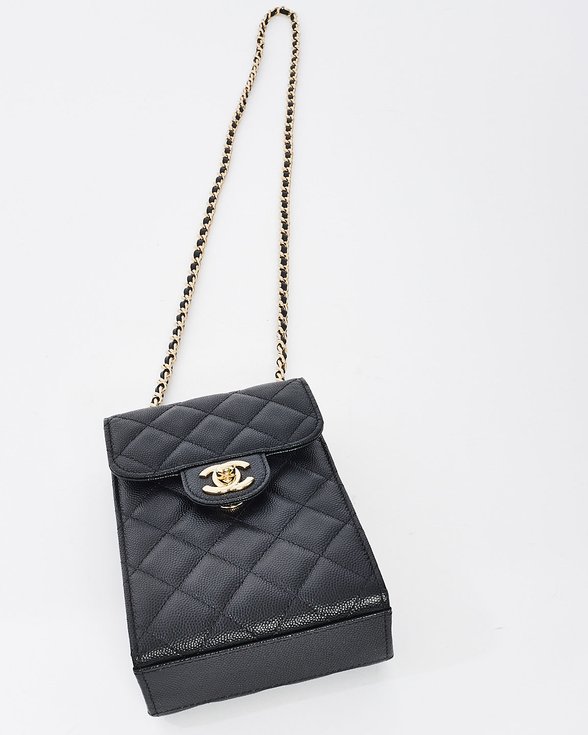 Chanel Black Caviar Quilted Classic Crossbody Phone Case