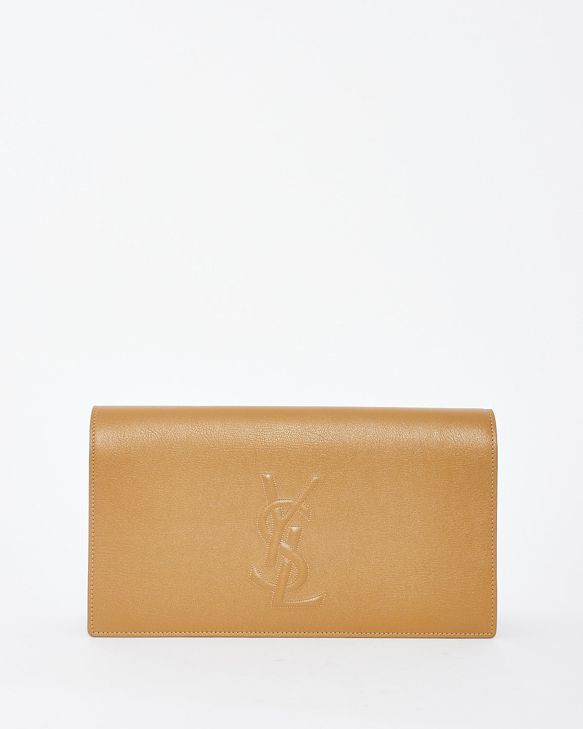 Saint Laurent Beige Calfskin Leather YSL Belle De Jour Clutch