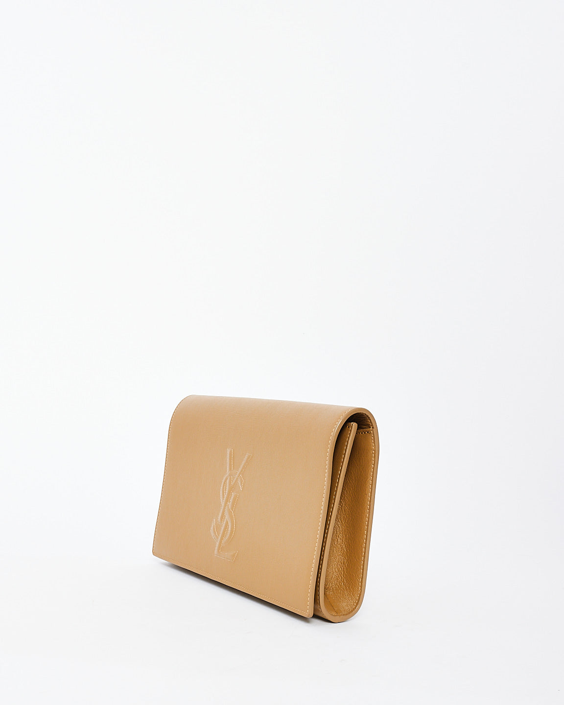 Saint Laurent Beige Calfskin Leather YSL Belle De Jour Clutch