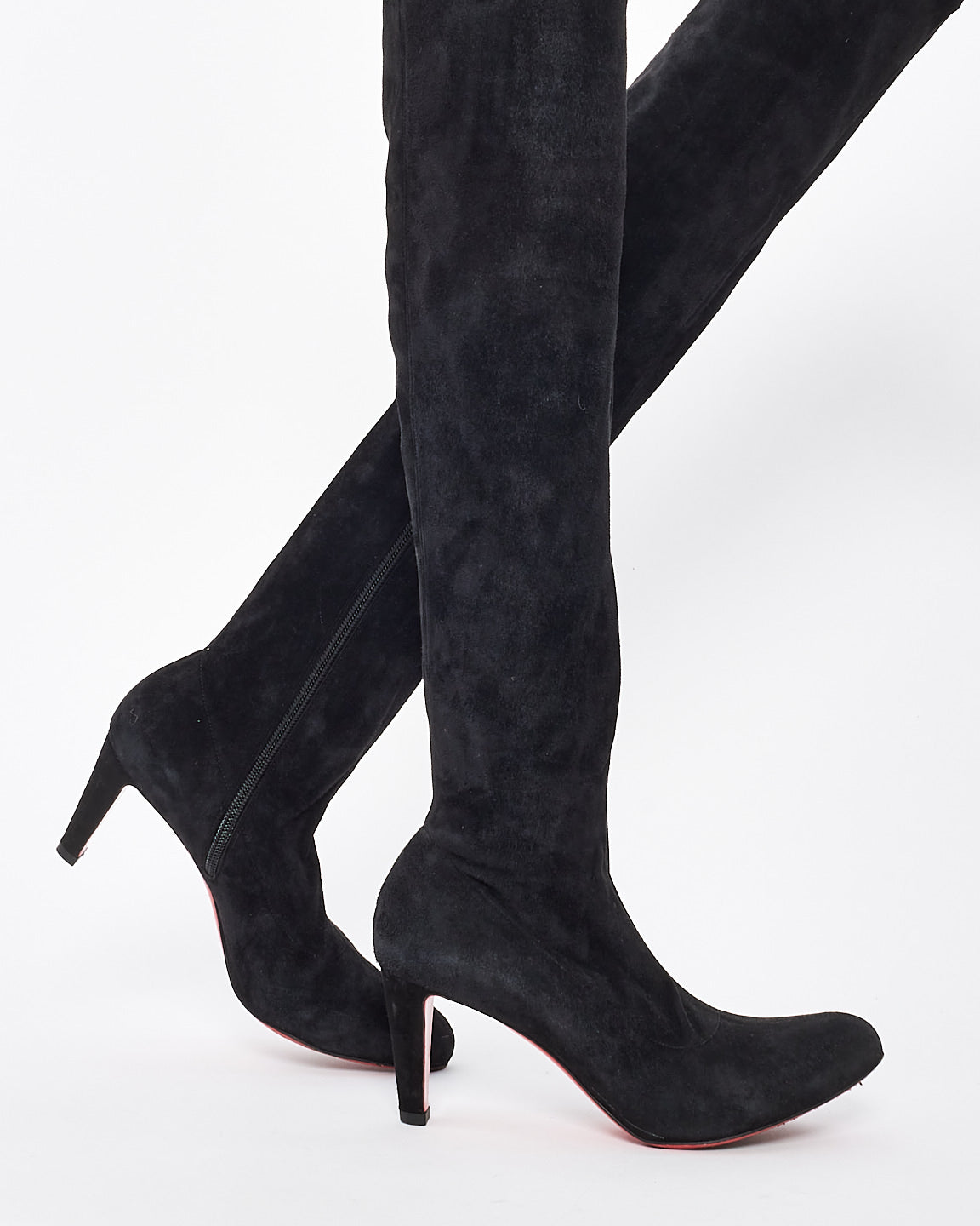 Louboutin black sale suede booties