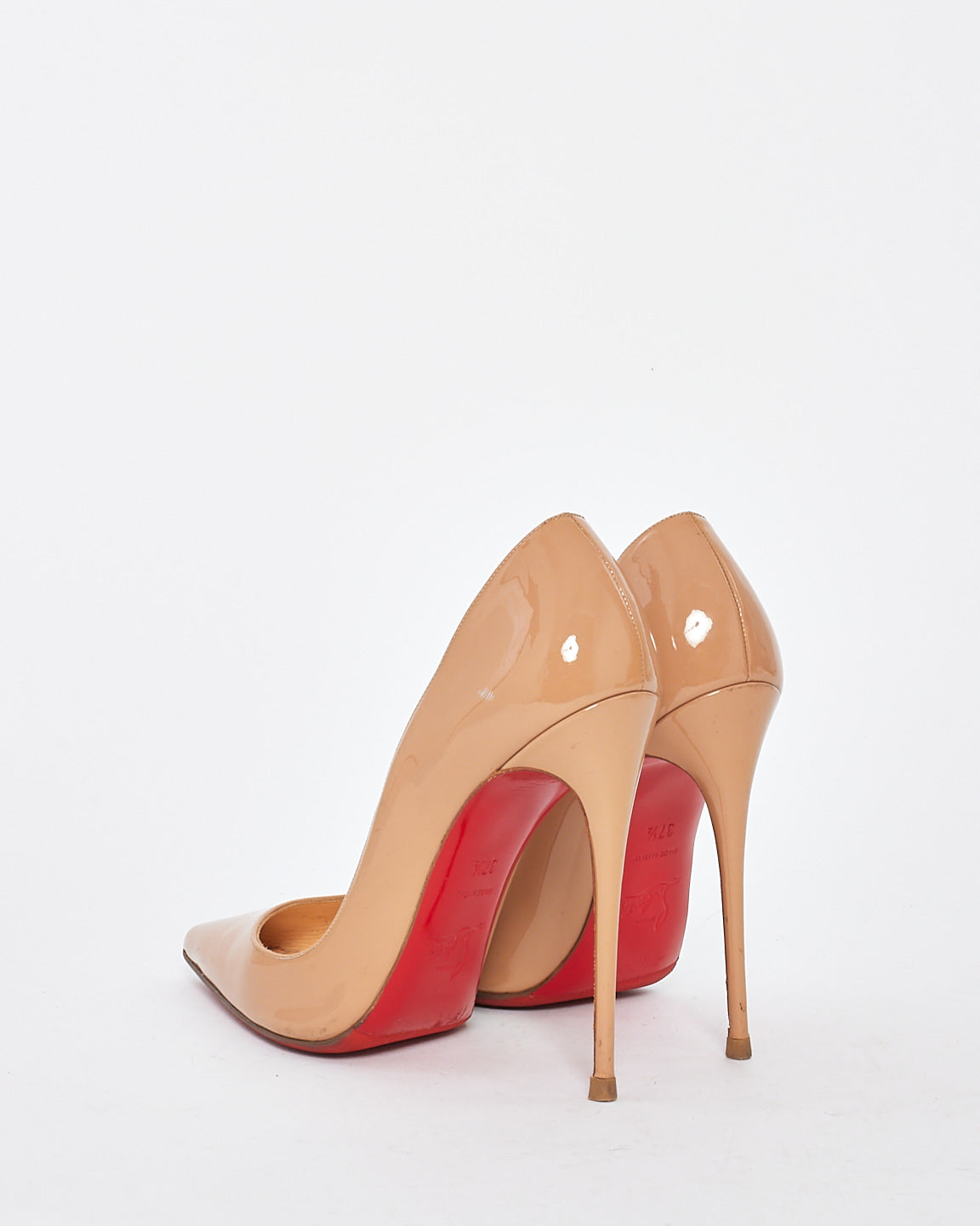 Christian Louboutin Nude Patent Leather So Kate Pumps - 37.5