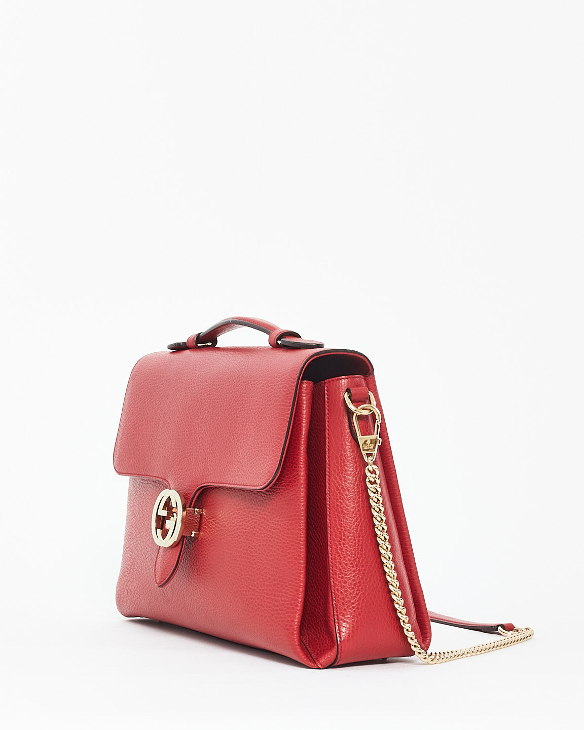 Grand sac fourre-tout convertible en cuir grainé rouge Gucci entrelacé GG Dollar