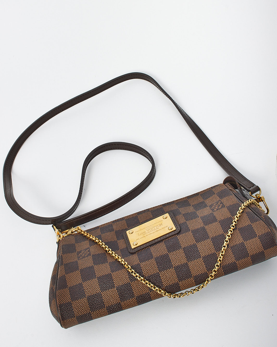 Louis Vuitton Damier Ebene Canvas Eva Clutch Bag