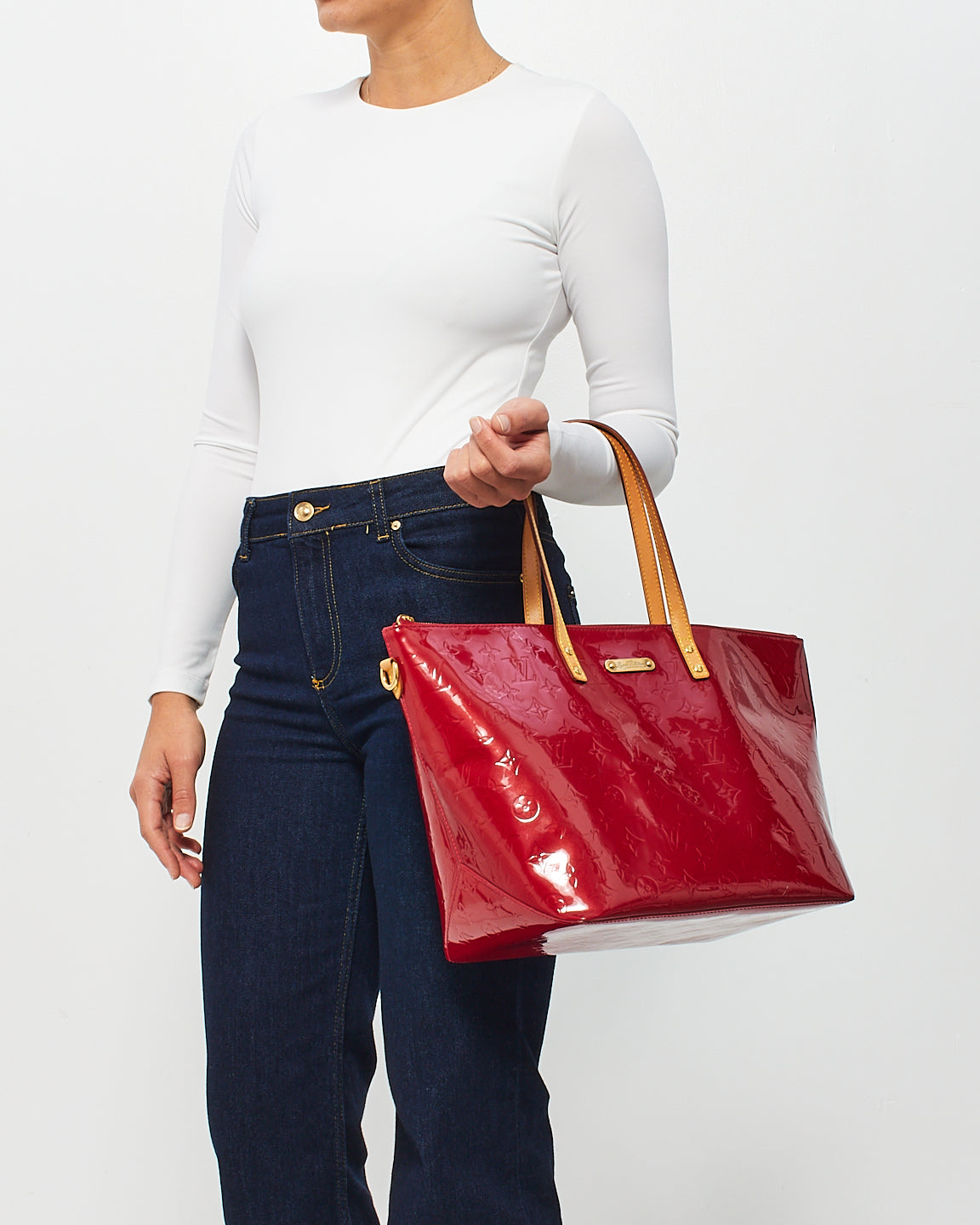 Louis Vuitton Red (Pomme D'Amour) Monogram Vernis Bellevue GM Tote Bag