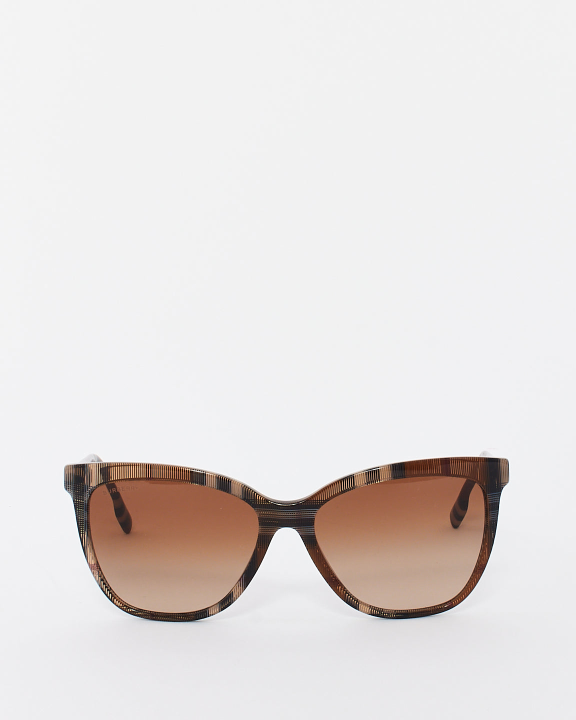 Burberry Brown Acetate Check Print Cat Eye Sunglasses