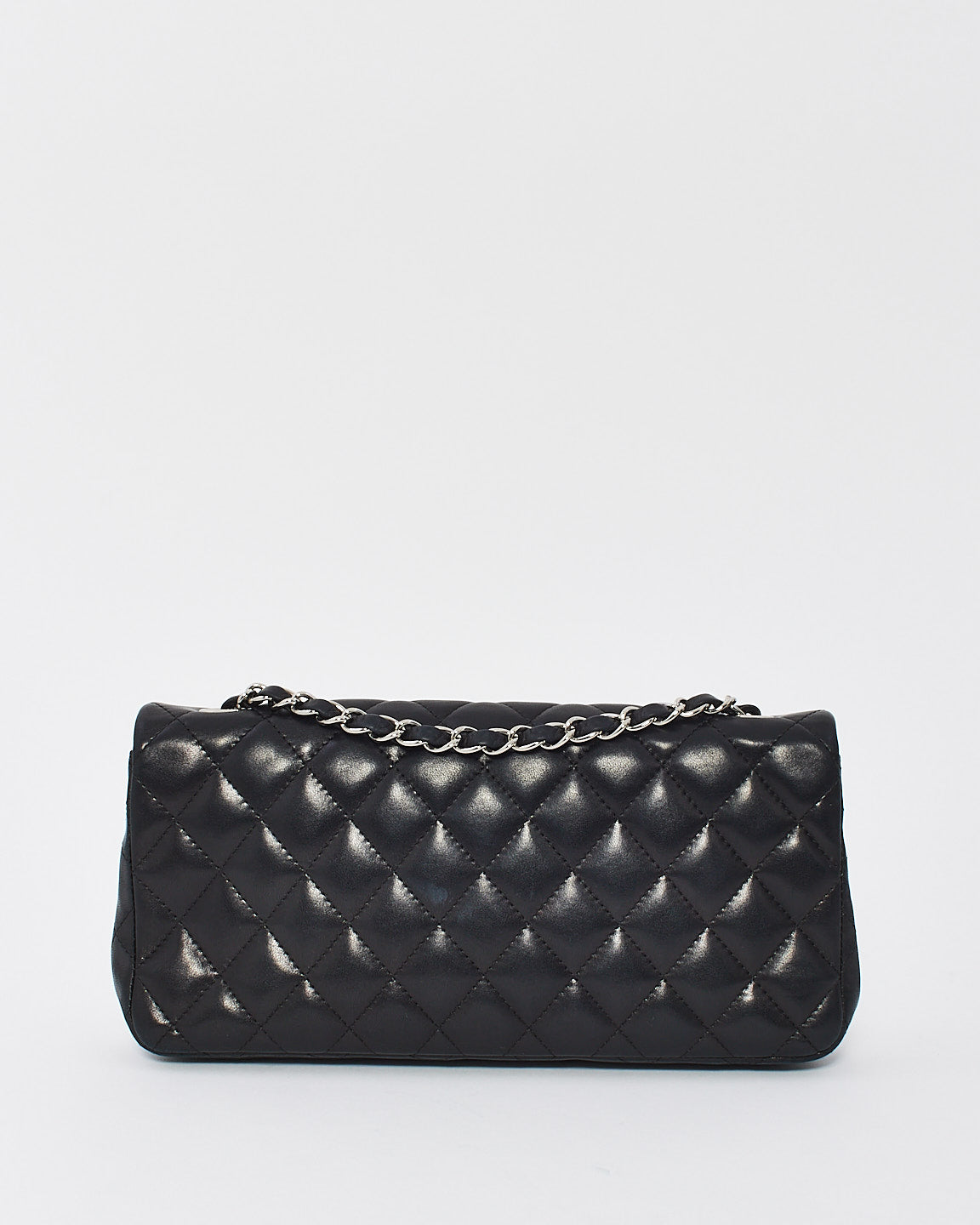 Chanel Black Lambskin Leather East West Shoulder Bag with SHW