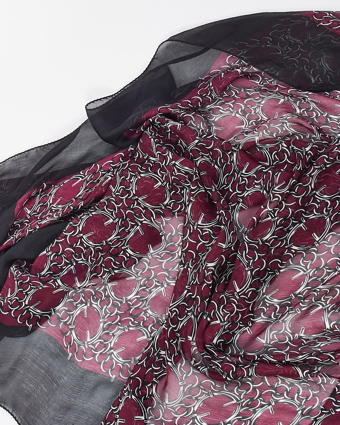 Gucci Black & Plum Chain Link Silk Scarf