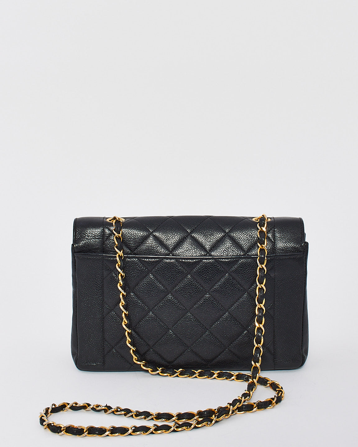 Chanel Vintage Black Caviar Leather Medium Diana Flap Shoulder Bag