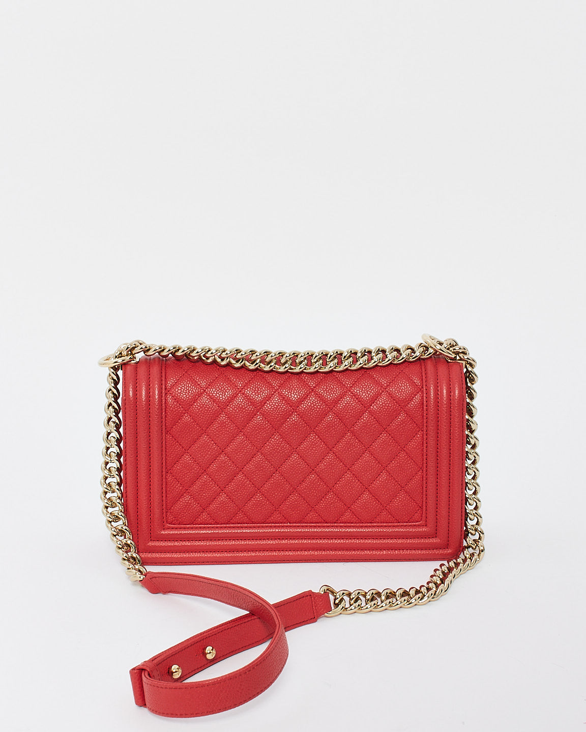 Chanel Red Caviar Leather Medium Boy Handbags