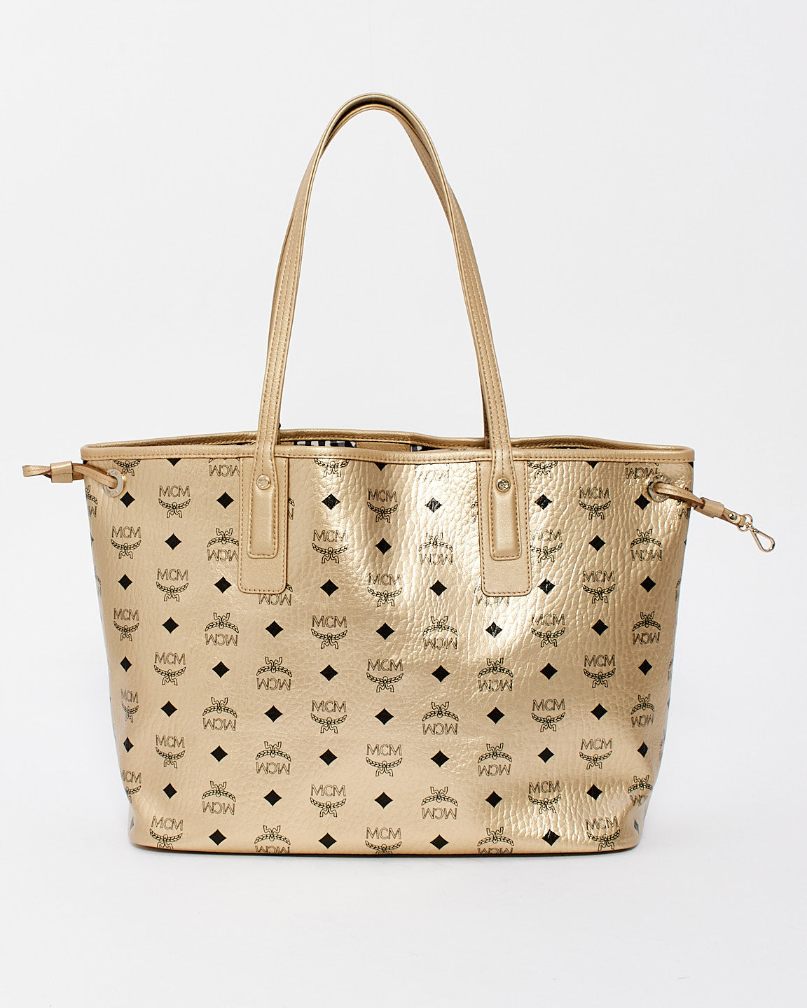 MCM Gold Visetos Monogram Reversible Medium Liz Shopper Tote