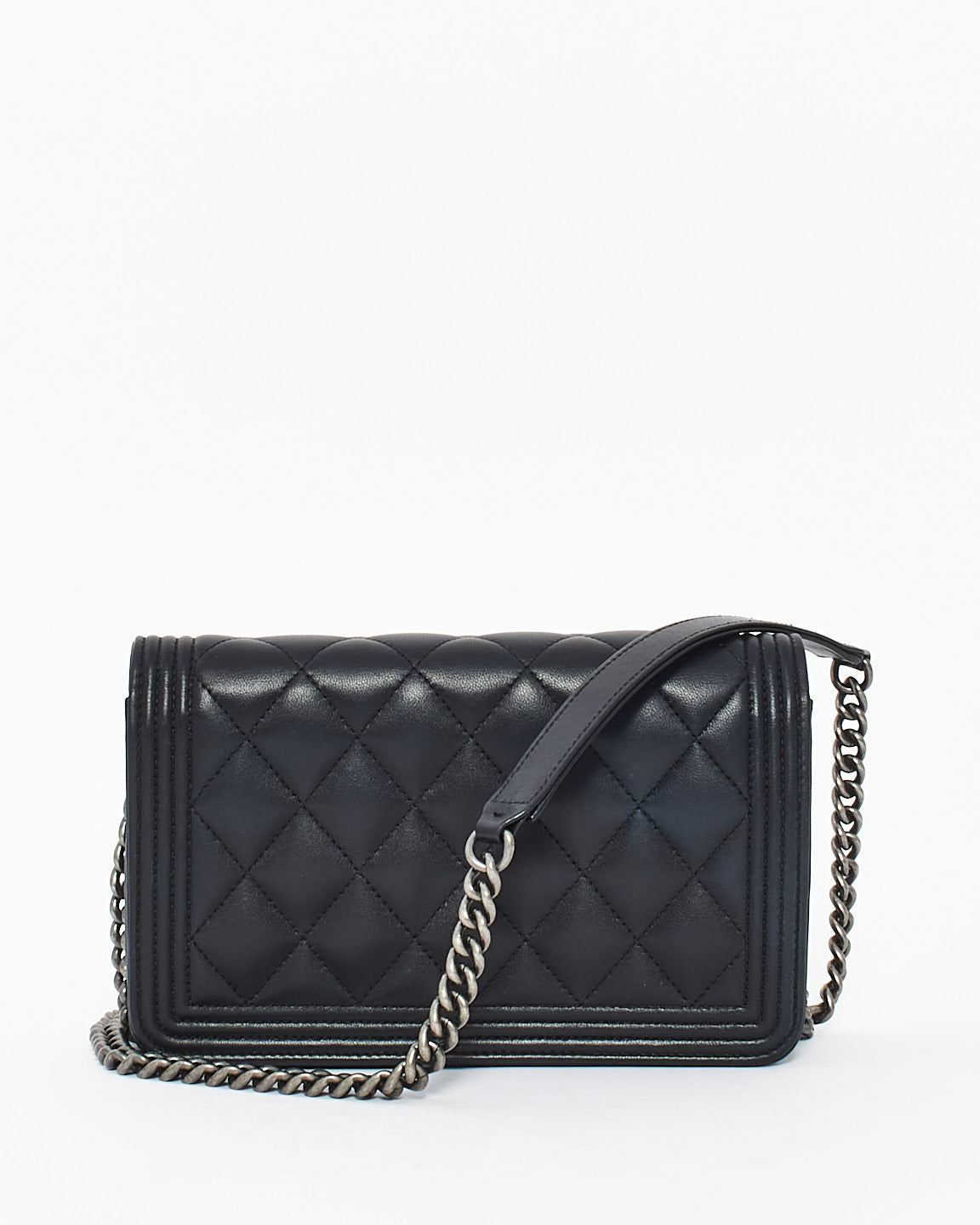 Chanel Boy Black Leather Wallet on Chain Crossbody Bag