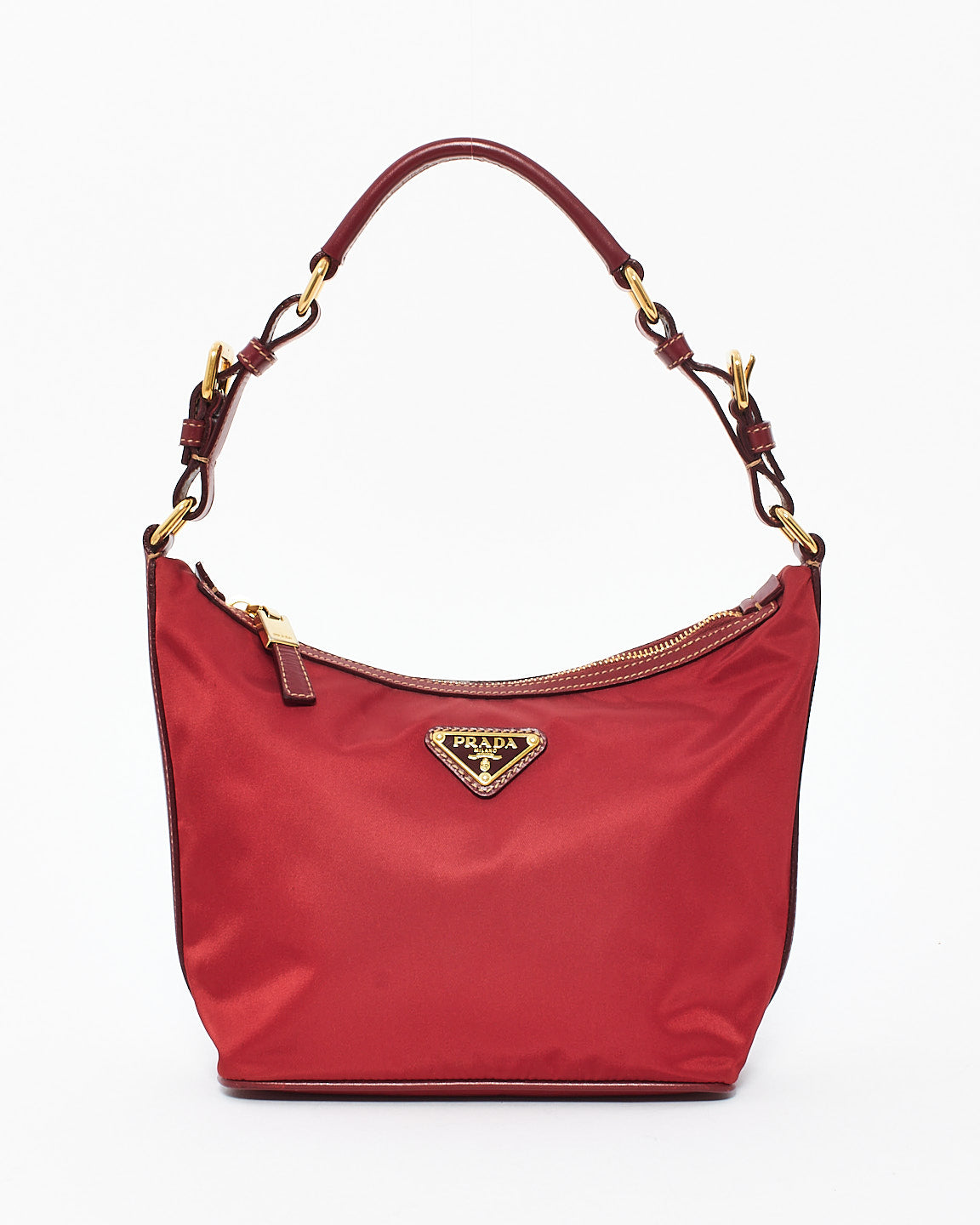 Prada Red Nylon Buckle Strap Shoulder Bag