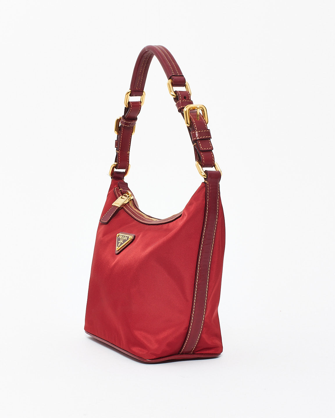 Prada Red Nylon Buckle Strap Shoulder Bag