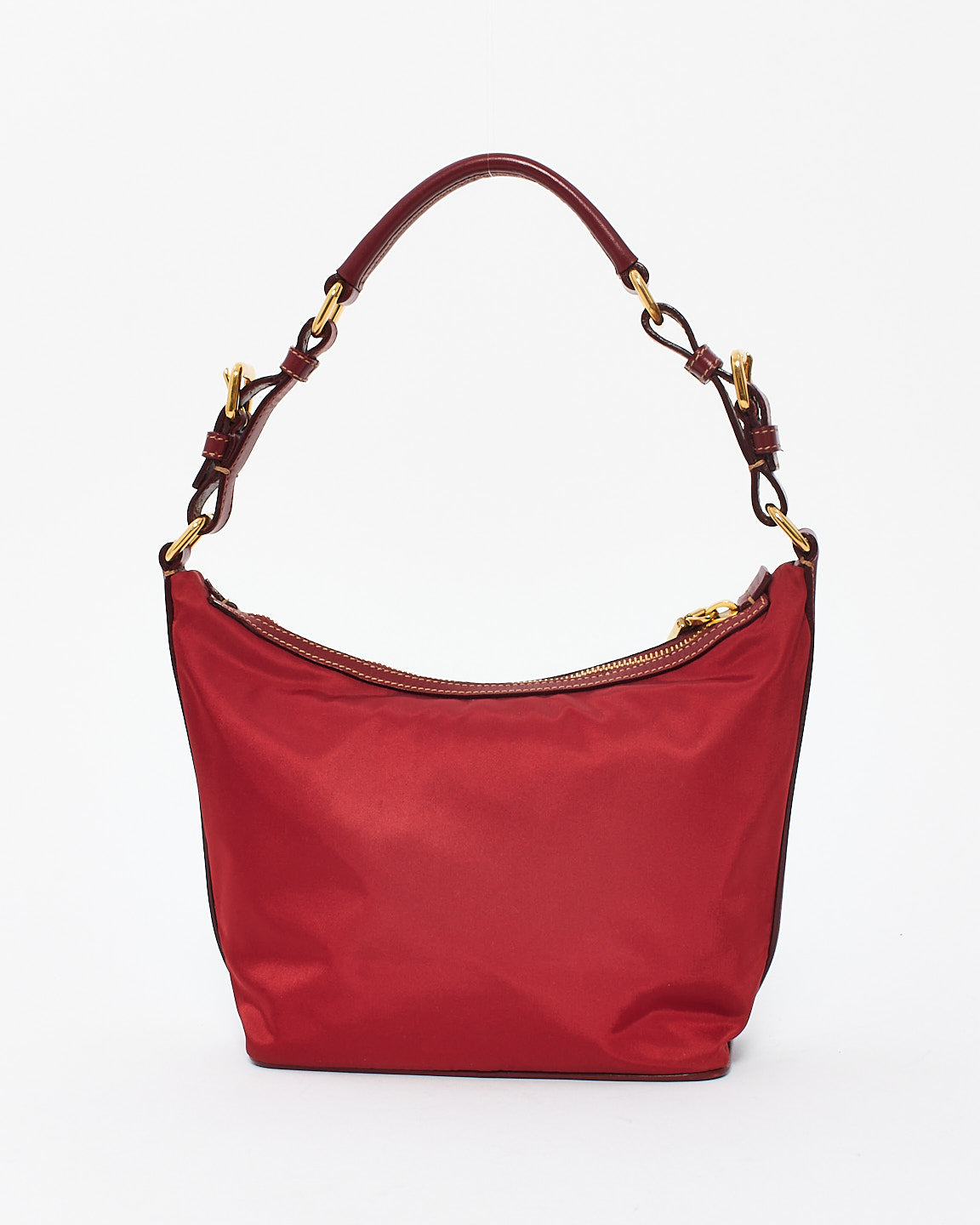 Prada Red Nylon Buckle Strap Shoulder Bag