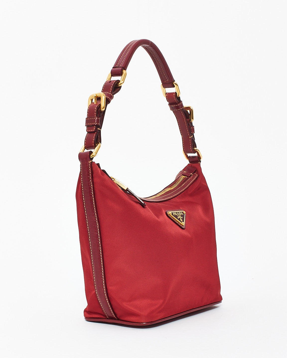 Prada Red Nylon Buckle Strap Shoulder Bag