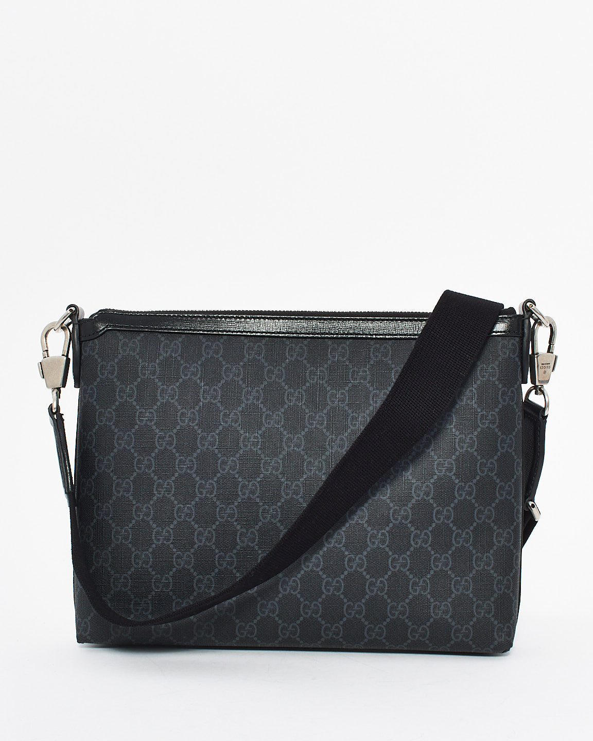 Gucci Black GG Supreme Canvas Interlocking G Messenger Bag