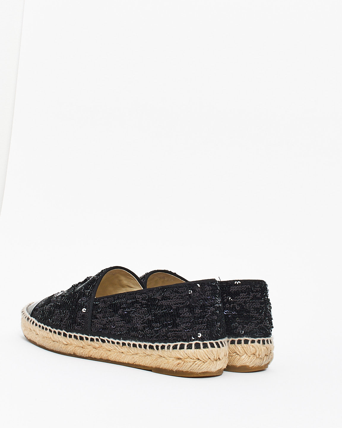 Chanel Black Sequin Leather Espadrilles - 39