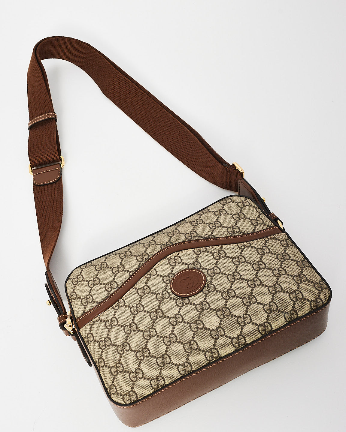 Gucci Brown / Beige GG Supreme Canvas Interlocking G Messenger Bag