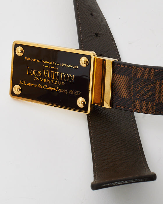 LV Initiales Reversible Belt Damier Graphite and Leather Wide 95