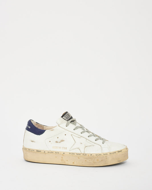 Golden Goose White/Navy Leather Hi Star Low Top Sneakers - 39