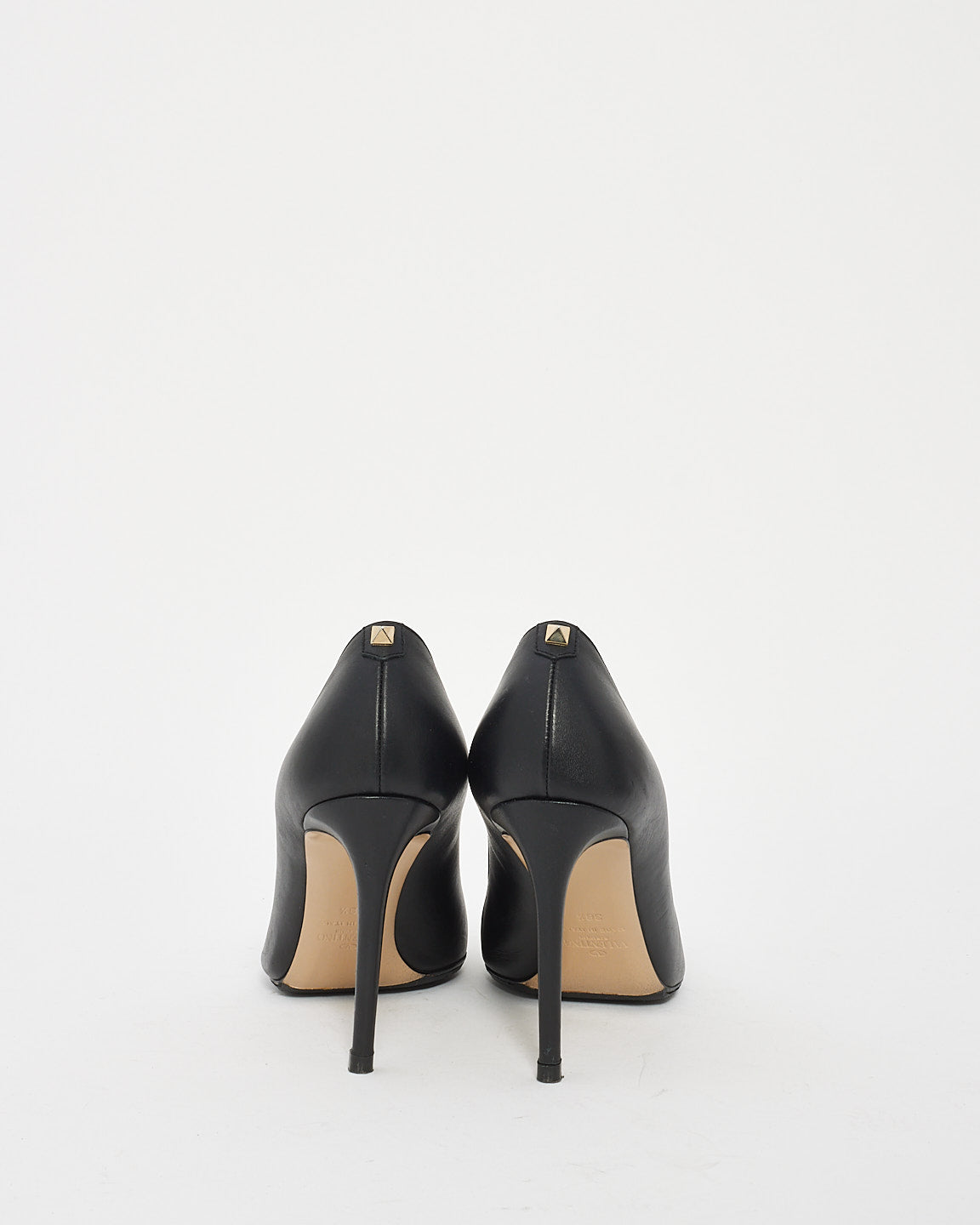 Valentino Black Leather PointedToe Pumps - 38.5