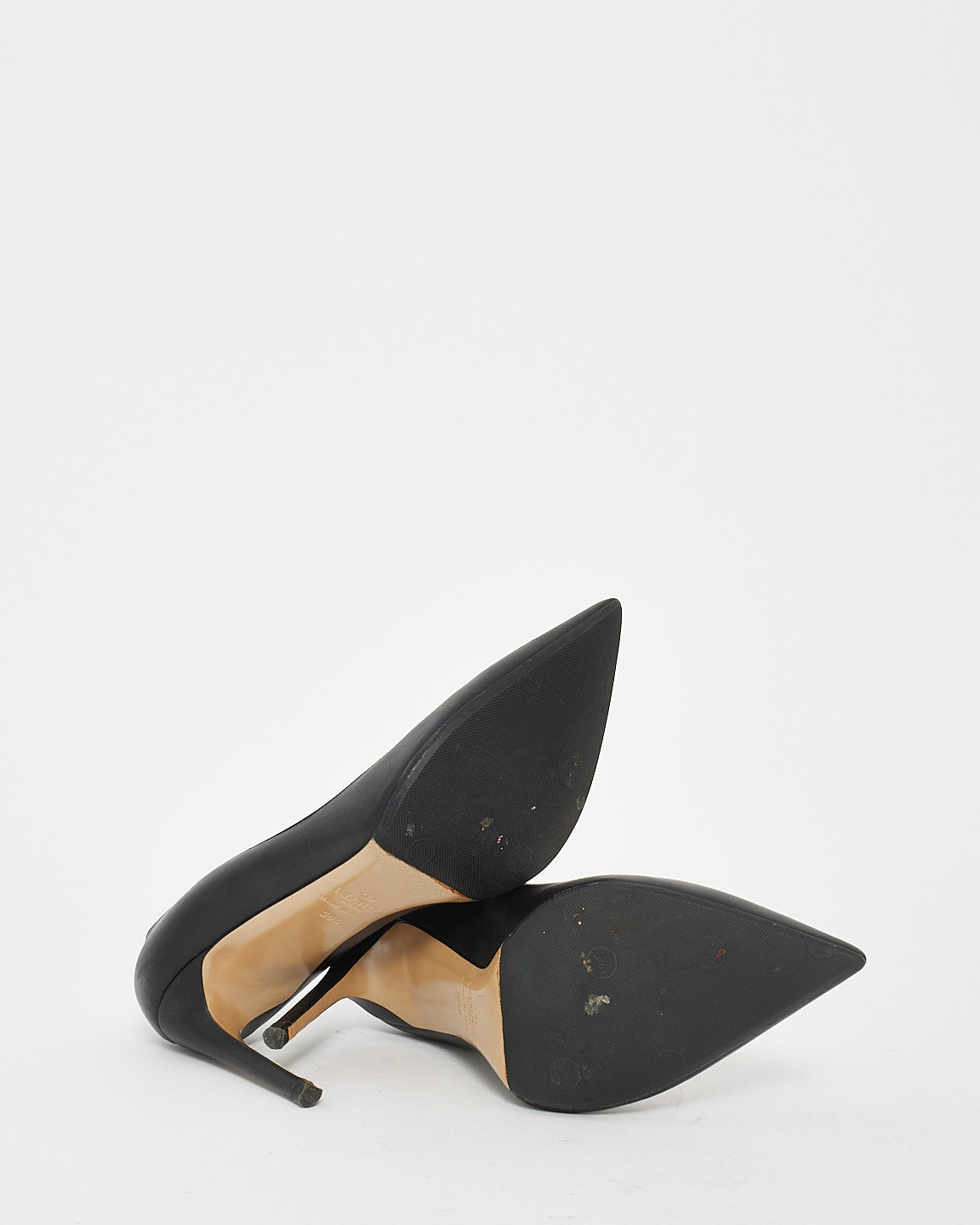 Valentino Black Leather PointedToe Pumps - 38.5