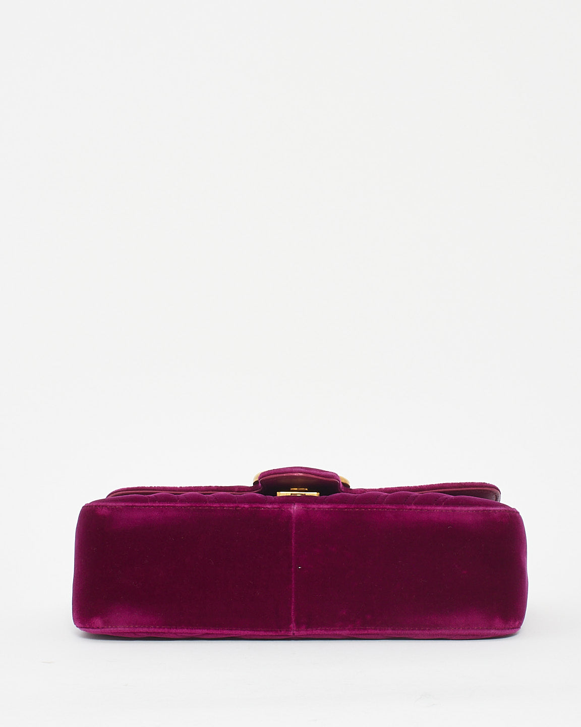 Gucci Fuschia Matelassé Velvet Small GG Marmont Shoulder Bag