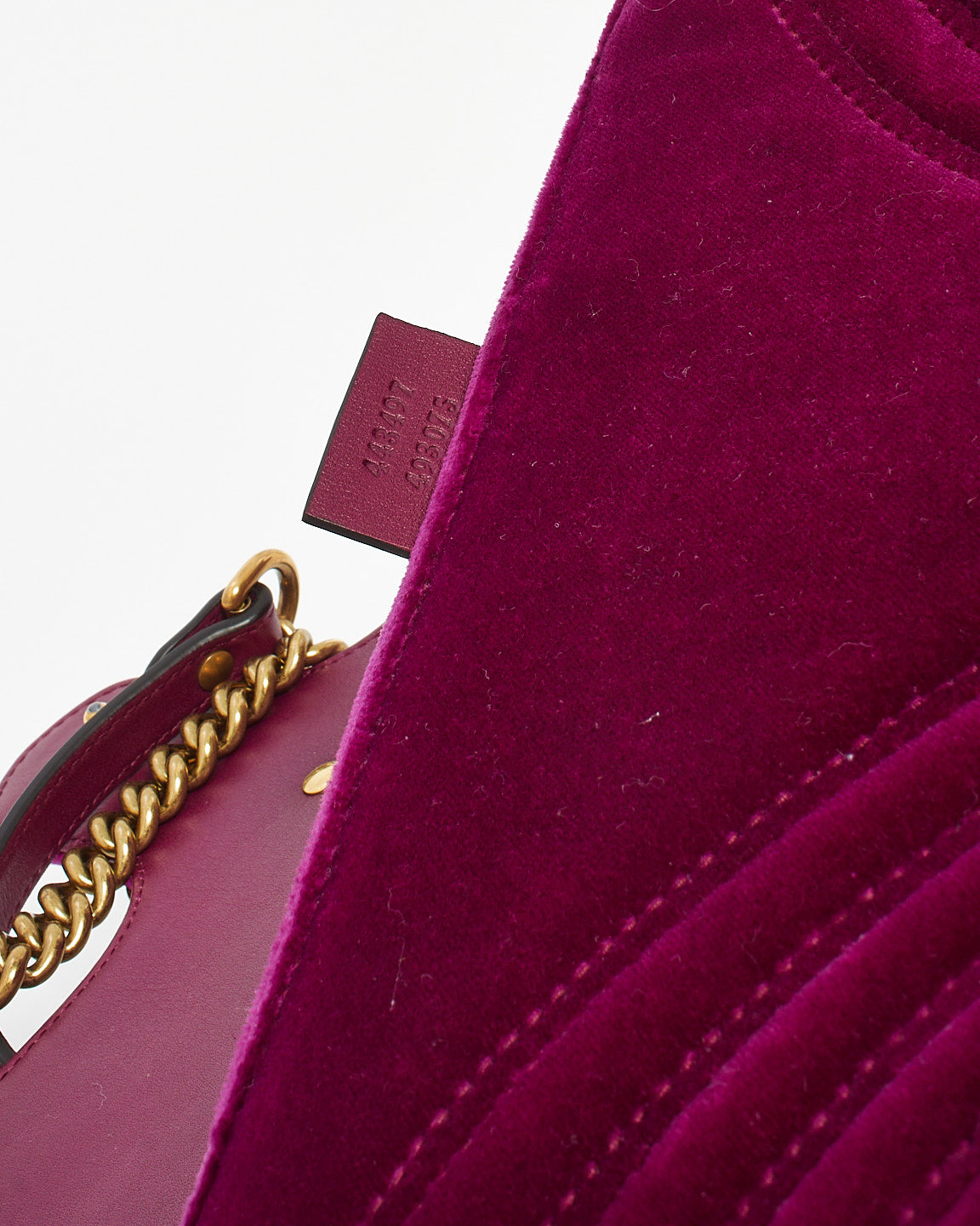 Gucci Fuschia Matelassé Velvet Small GG Marmont Shoulder Bag