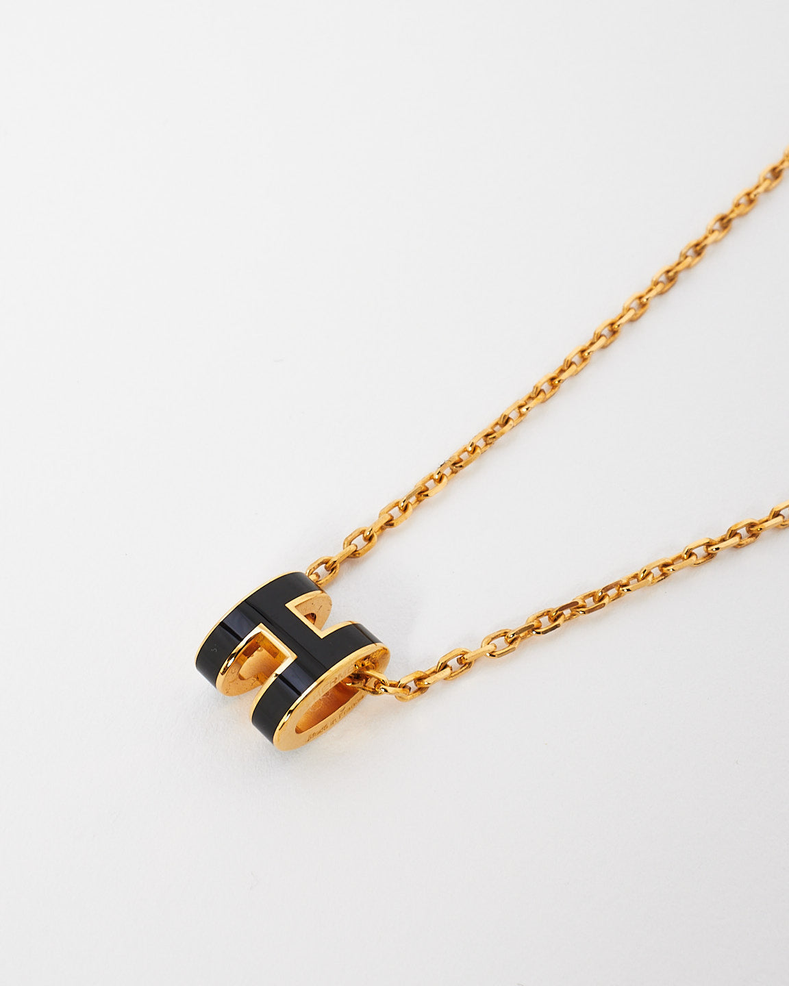 Hermès Black & Gold Lacquered Mini Pop H  Necklace