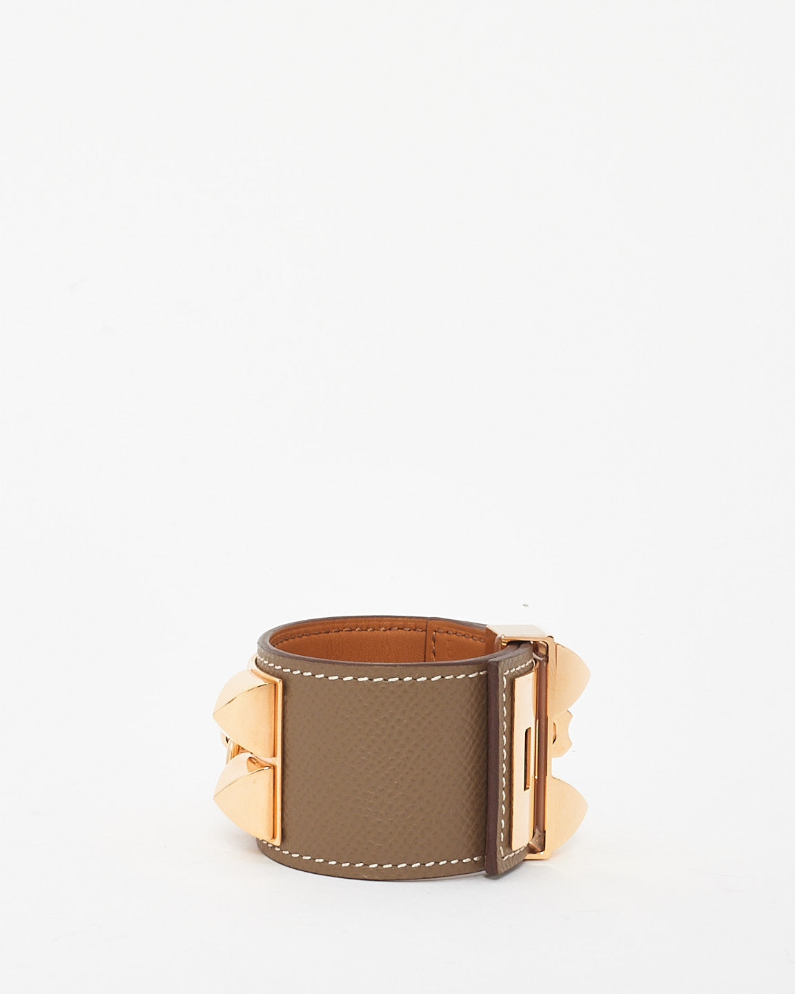 Hermès Etoupe & Rose Gold Collier De Chien Bracelet -T2