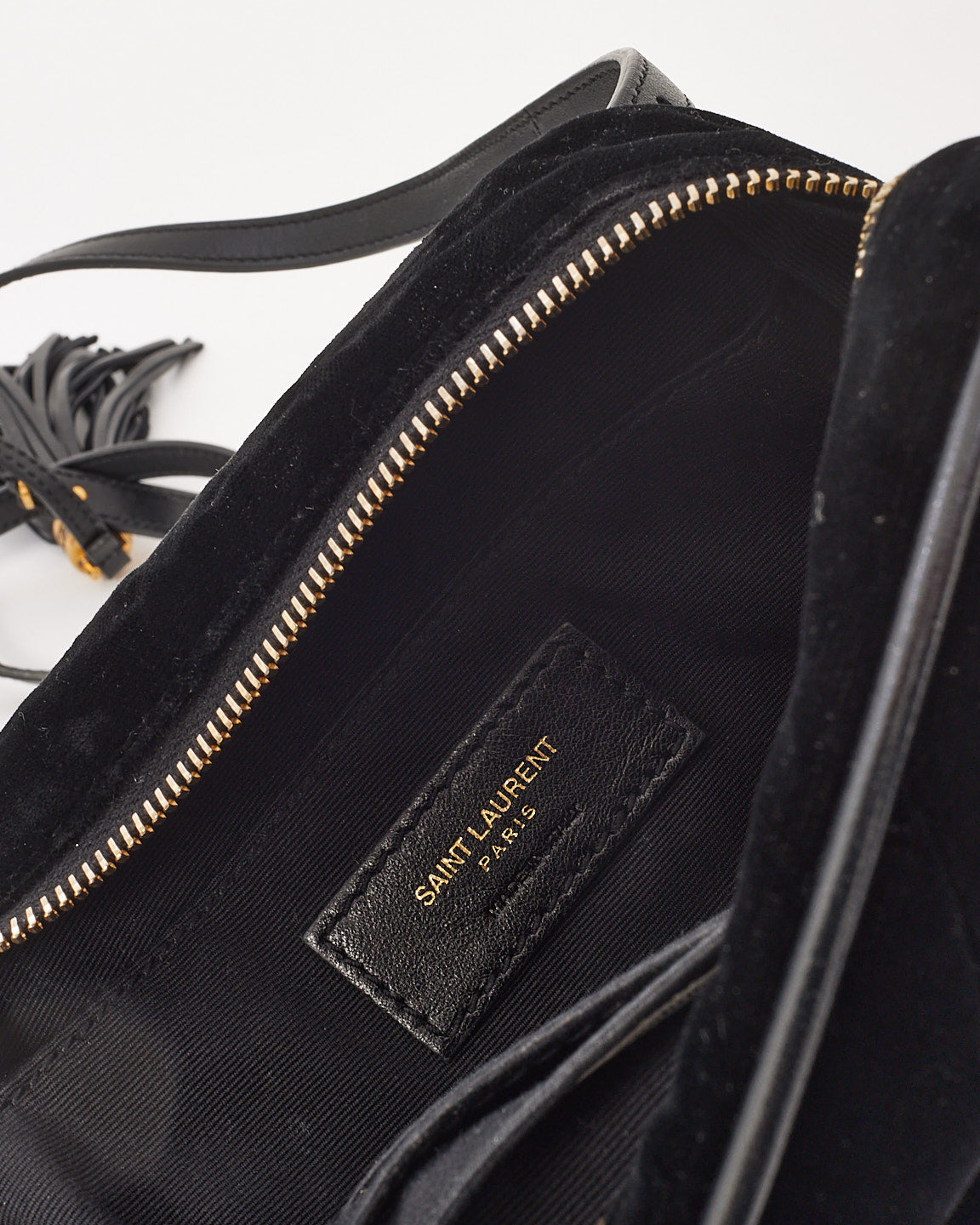 Saint Laurent Black Velvet Monogram Chevron Belt Bag