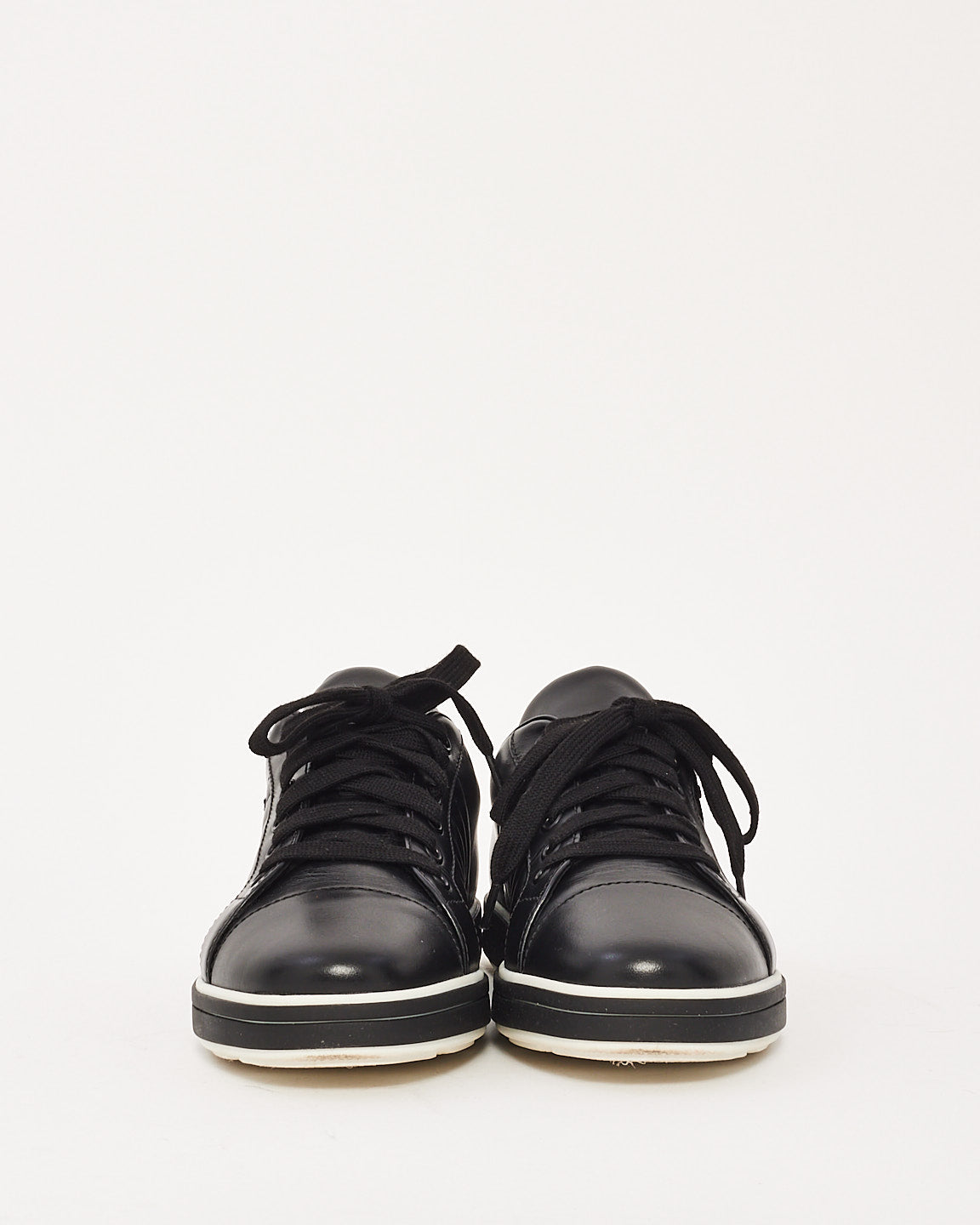 Prada Black Leather Nappa Sneakers - 39.5