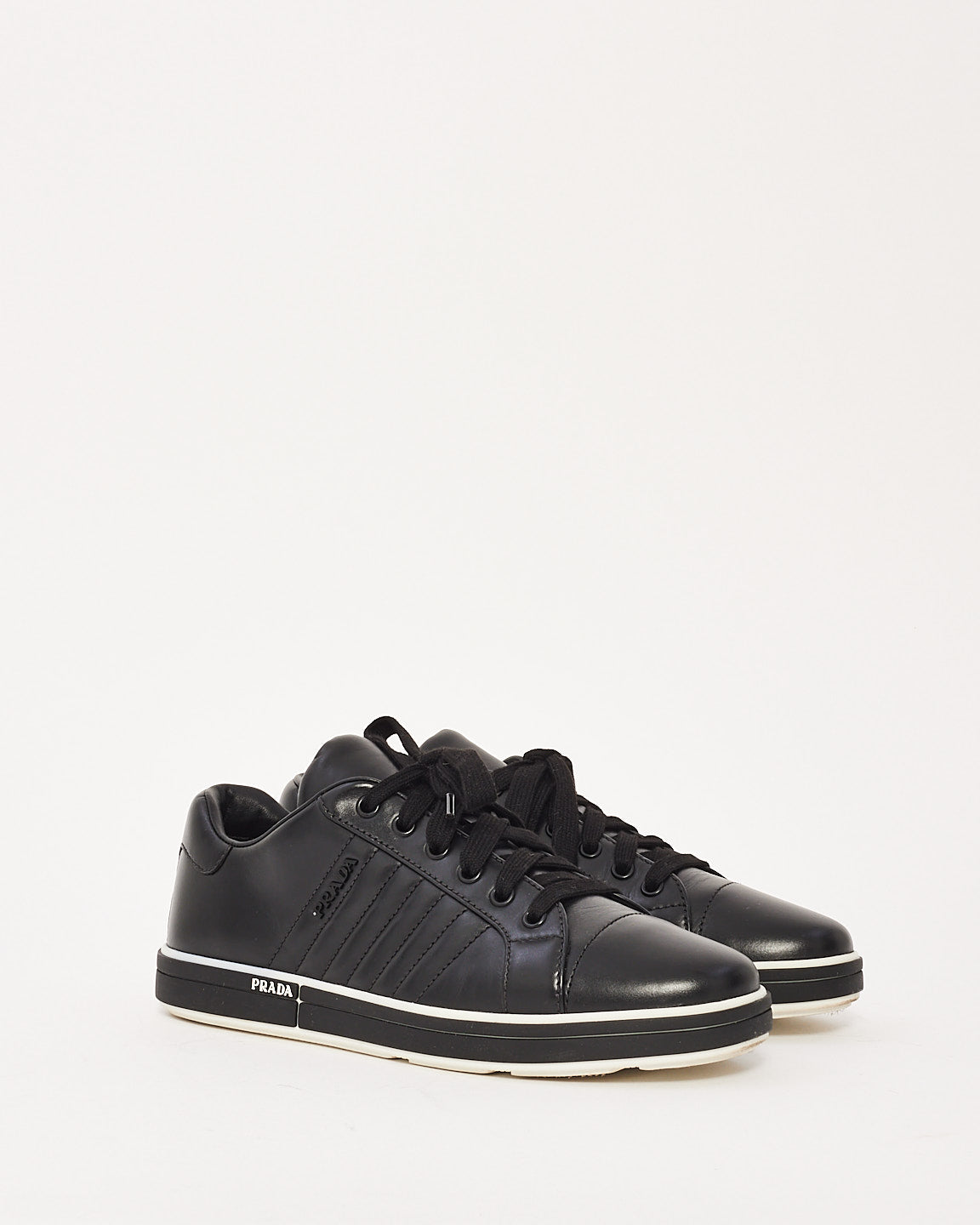 Prada Black Leather Nappa Sneakers - 39.5