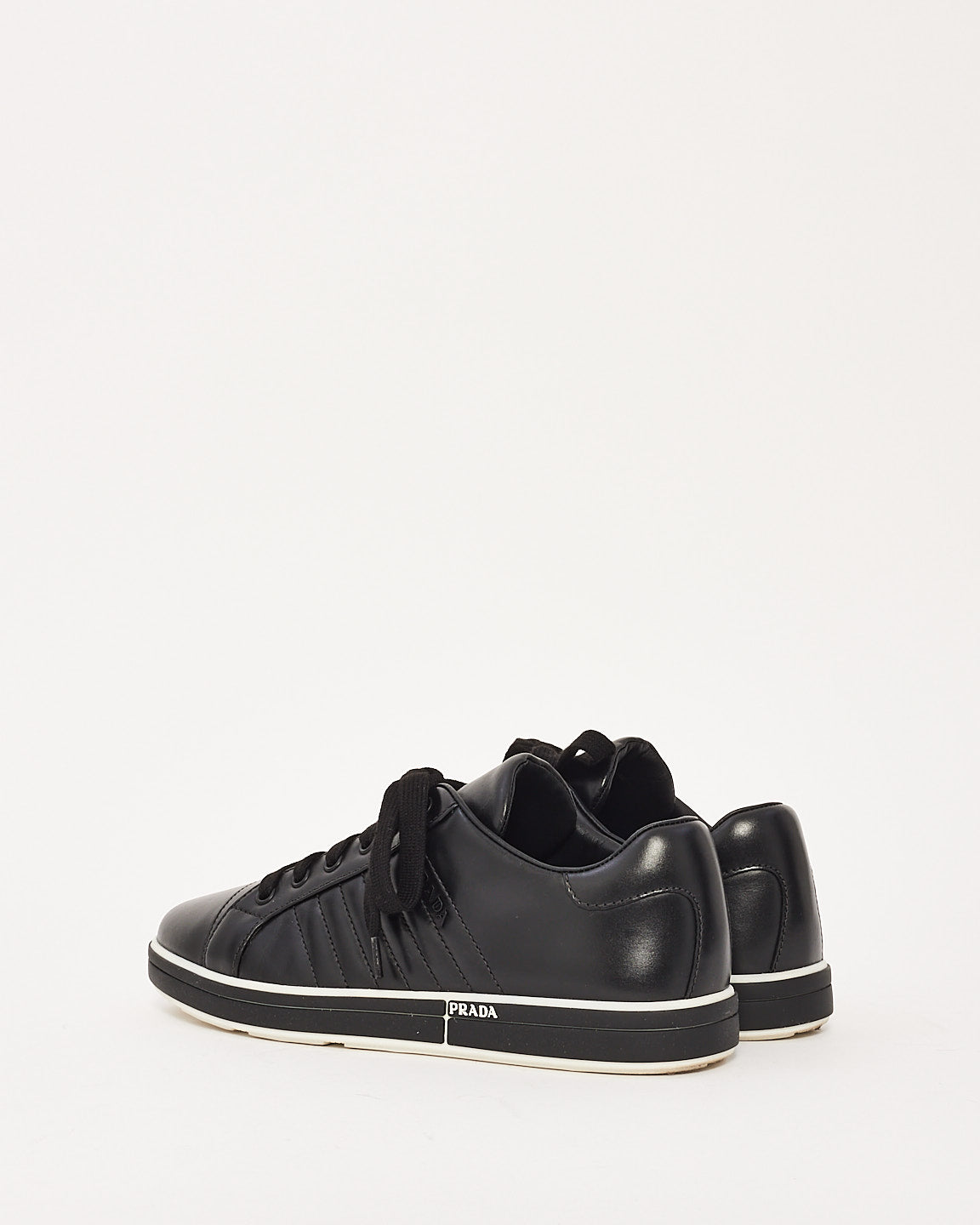 Prada Black Leather Nappa Sneakers - 39.5