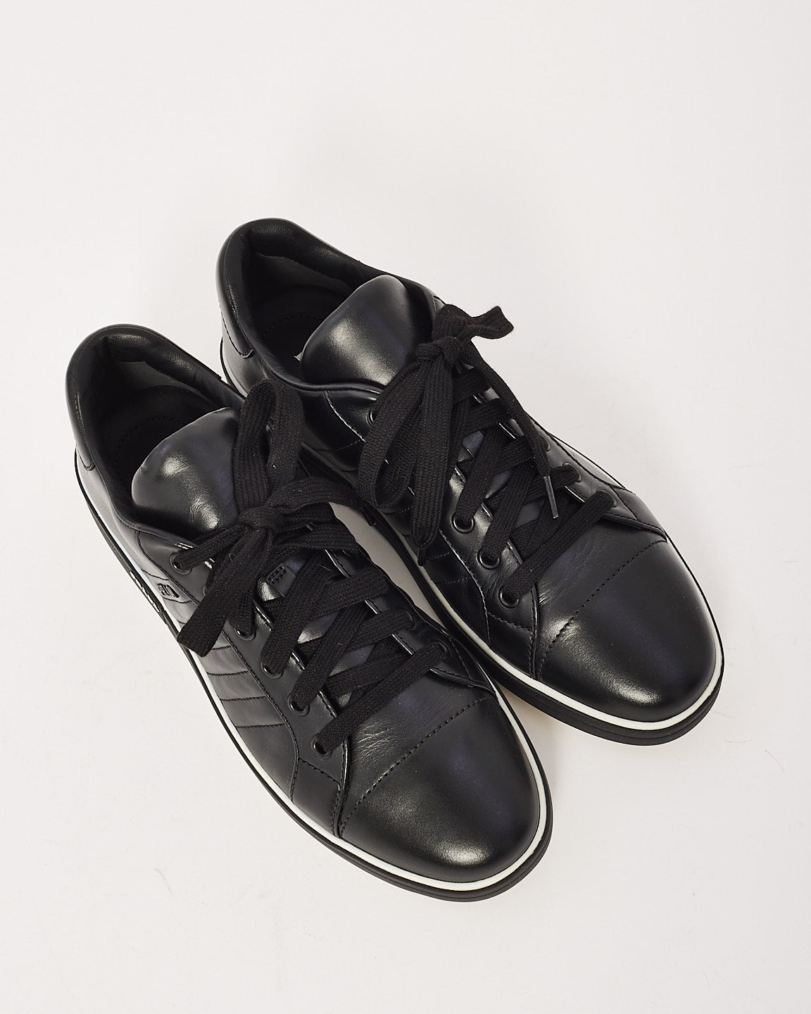 Prada Black Leather Nappa Sneakers - 39.5