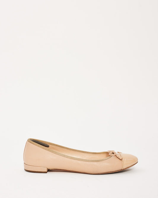 Prada Nude Nappa Leather Ballerina Flats - 37.5