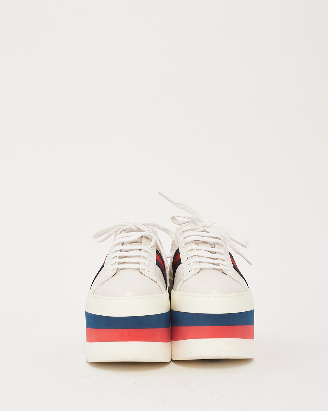 Gucci White Leather Peggy Platform Sneakers - 38