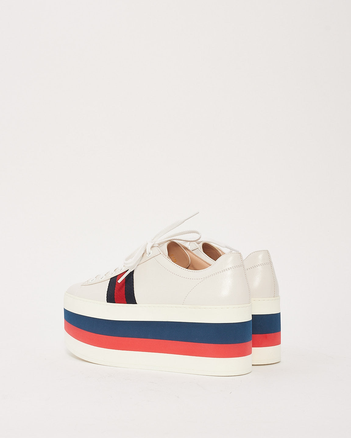 Gucci White Leather Peggy Platform Sneakers - 38