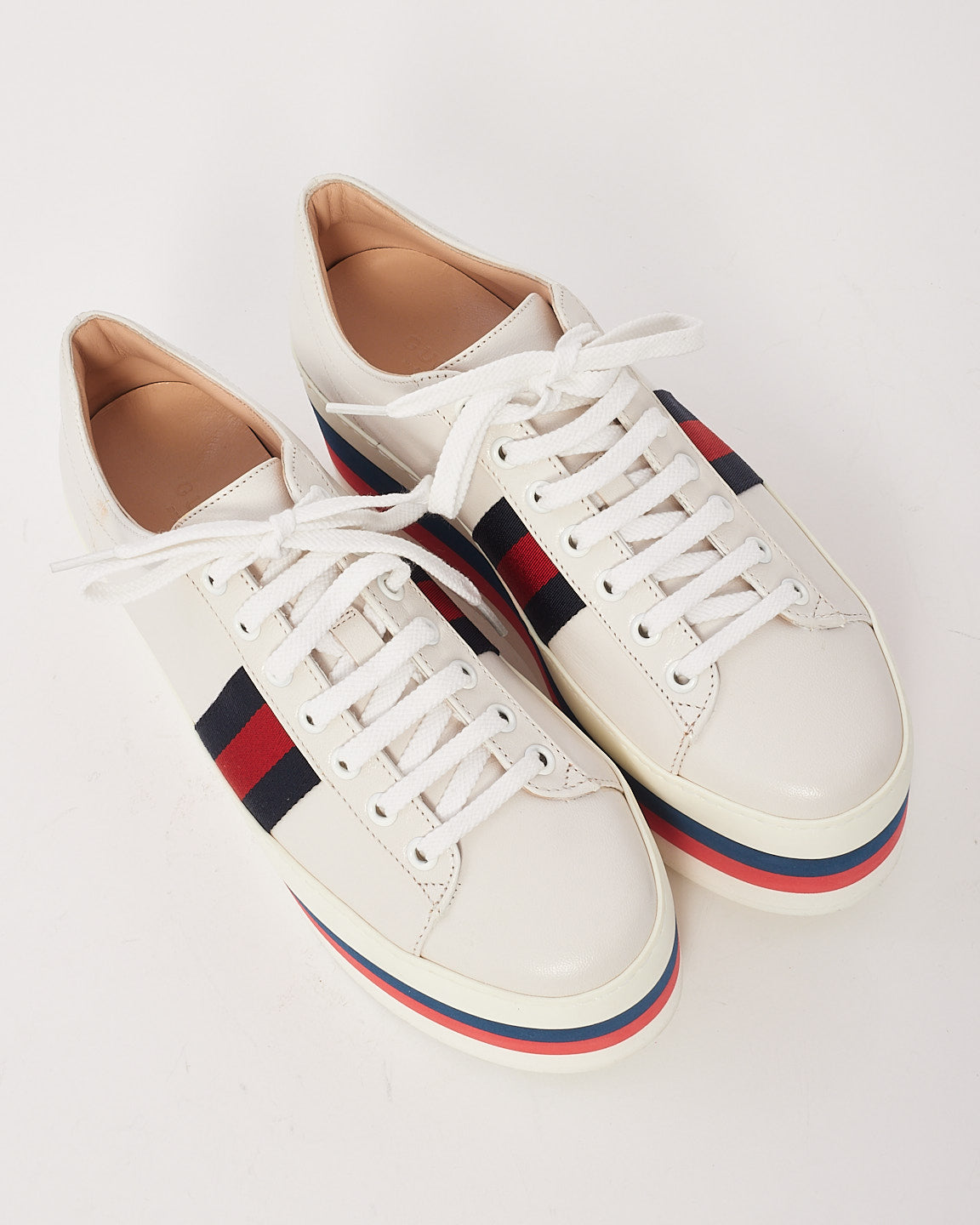 Gucci White Leather Peggy Platform Sneakers - 38