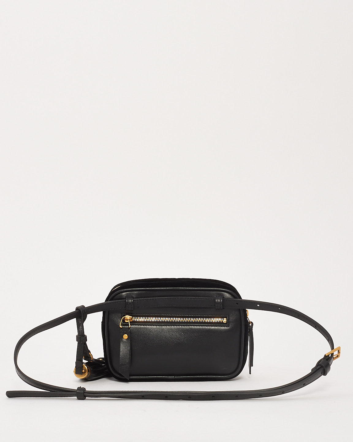 Sac ceinture Saint Laurent en velours noir à monogramme et chevrons