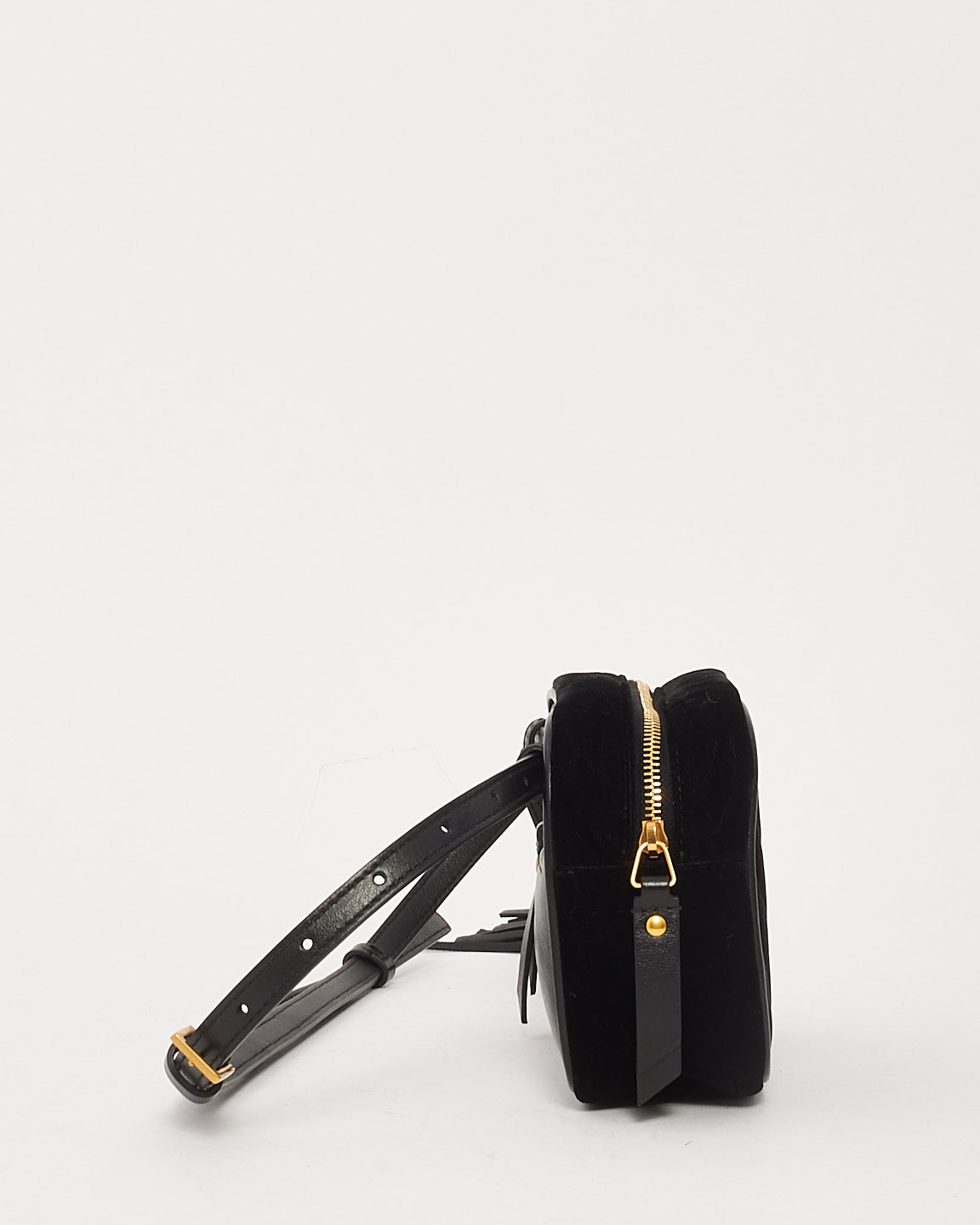 Sac ceinture Saint Laurent en velours noir à monogramme et chevrons