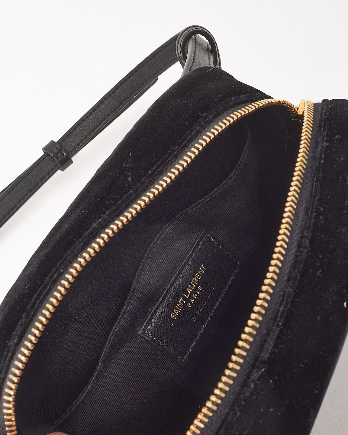 Sac ceinture Saint Laurent en velours noir à monogramme et chevrons