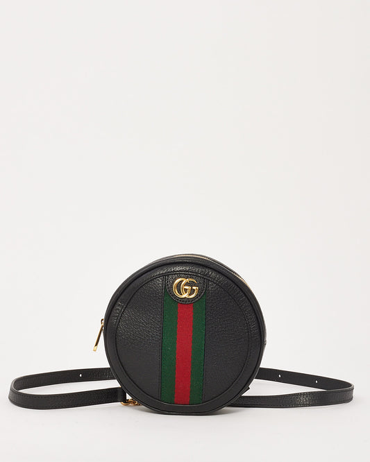 Gucci Black Grained Calfskin Leather Web Mini Ophidia Backpack